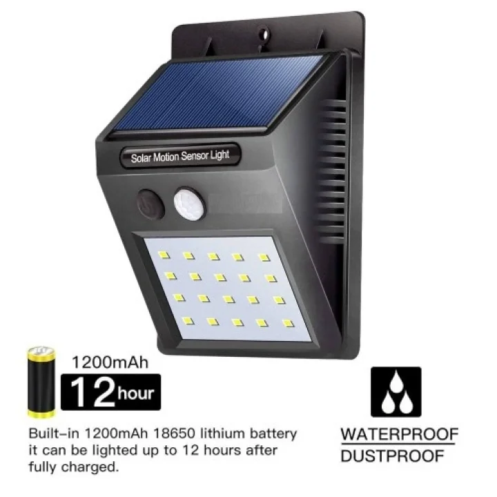 Mey İthalat® 20 Ledli Hareket Sensörlü Dış Mekan Solar Lamba