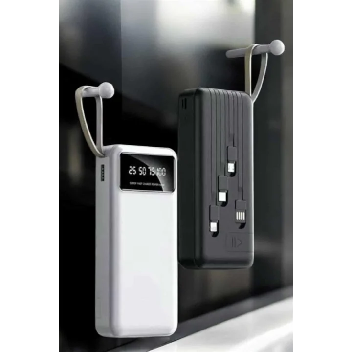 Mey İthalat® 20.000 Mah Led Işıklı LCD Ekran USB Girişli Type-C Lightning Powerbank Yeni Nesil