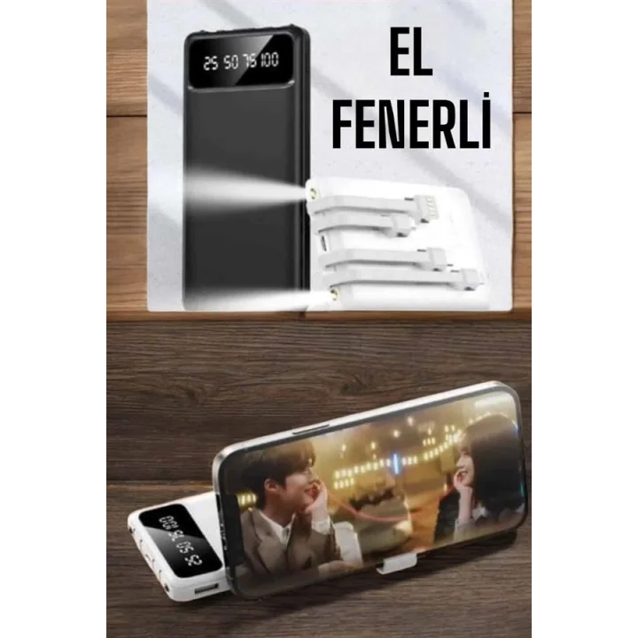 Mey İthalat® 20.000 Mah Led Işıklı LCD Ekran USB Girişli Type-C Lightning Powerbank Yeni Nesil
