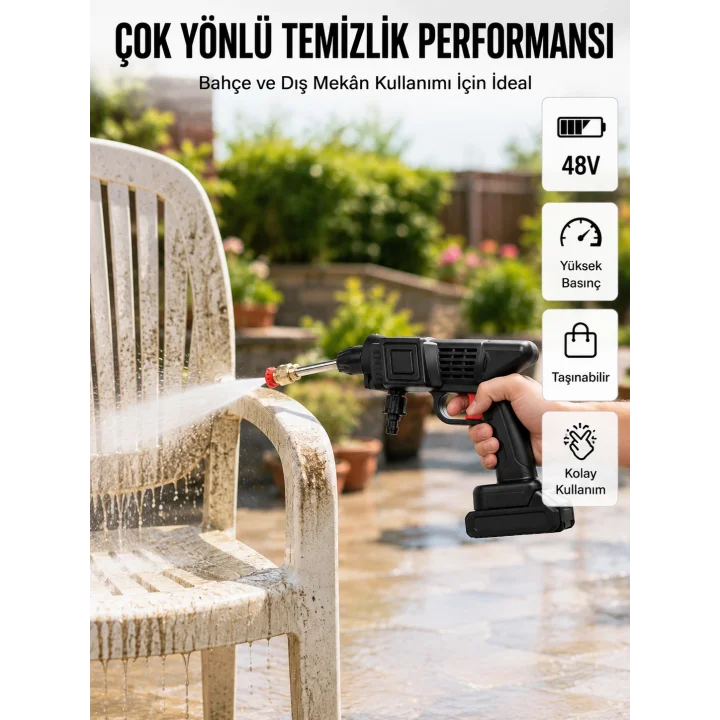 Mey İthalat® 2025 Model 48V Şarjlı Basınçlı Yıkama Tabancası Orijinal Seri