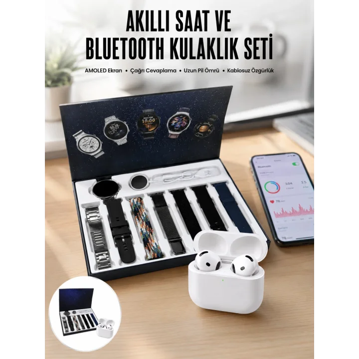 Mey İthalat® 2025 Model Akıllı Saat ve Yeni Nesil Pro Bluetooth Kulaklık ANC Özelliği