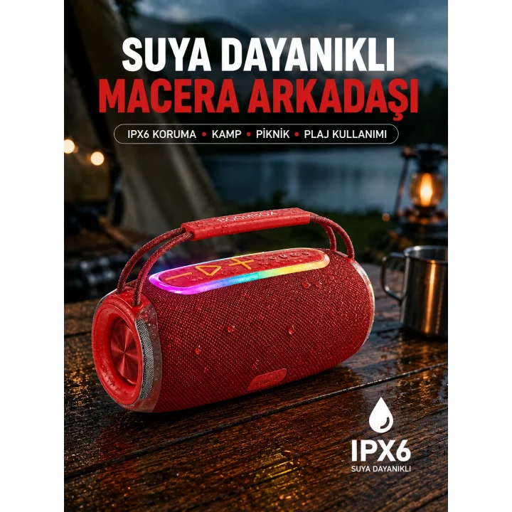 Mey İthalat® 20W Kablosuz Bluetooth Hoparlör RGB Işık Efektli USB/SD/AUX Destekli