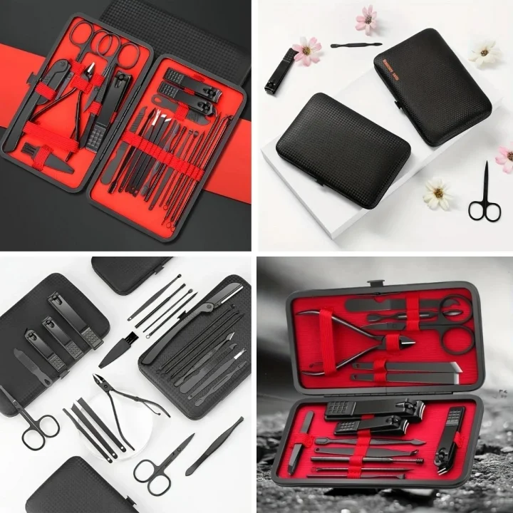 Mey İthalat®  24 Parça Kendiliğinden Deri Çantalı Seyahat Tipi Manikür Pedikür Seti