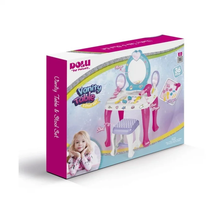 Mey İthalat® 2568 Unicorn Makyaj Masası ve Tabure Seti -Dolu