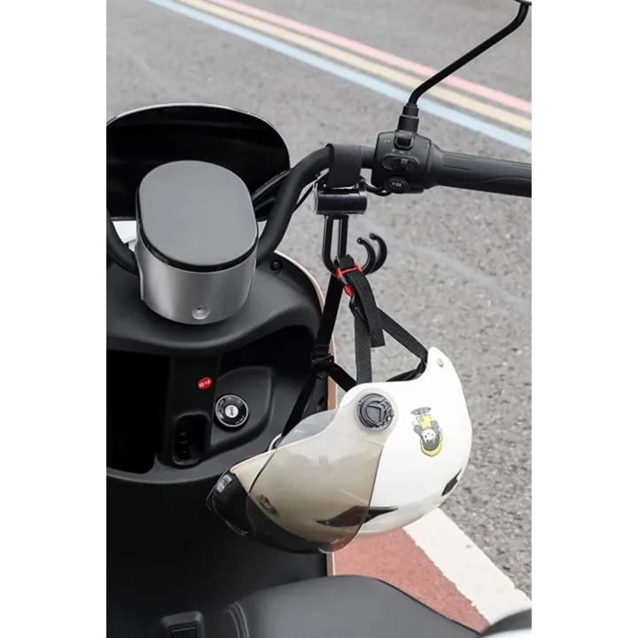 Mey İthalat®  2li Bebek Arabasına Uyumlu Cırtlı  Eşya Taşıma Aparatı 360 Derece Dönebilen Plastik Kanca