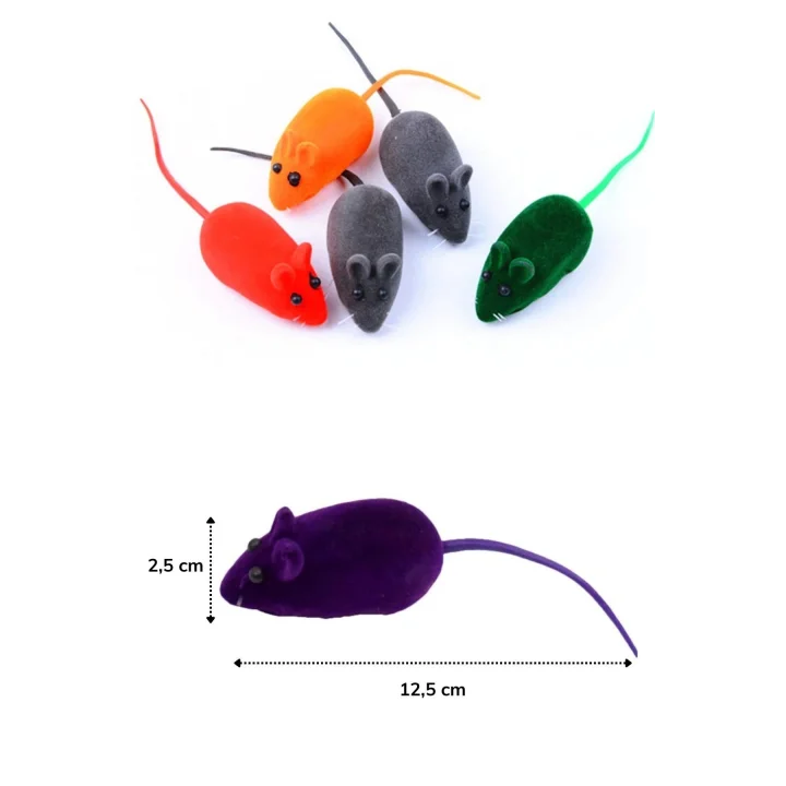 Mey İthalat®  2li Evcil Hayvan Eğitim Sevimli Elastik Kedi Fare Yakalama İnteraktif Sesli Eğitim Oyuncağı