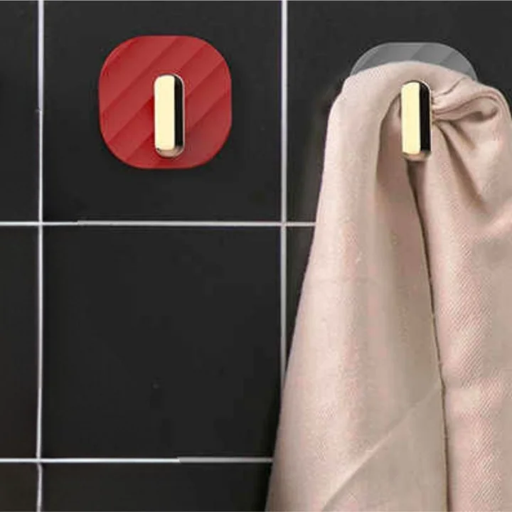 Mey İthalat®  2li Yapışkanlı Retro Askılık Dolap Kapak Kulpu Kırmızı