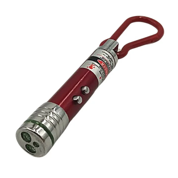 Mey İthalat®   3 Fonksiyonlu Kırmızı Beyaz Işıklı Led Lazer Kedi Köpek Oyuncak Anahtarlık