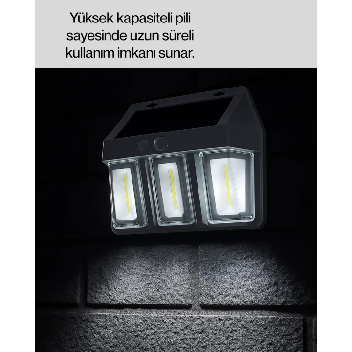 Mey İthalat® 3 in 1 Solar Duvar Lambası – IP65 Su Geçirmez, Hareket Sensörlü Yeni Nesil
