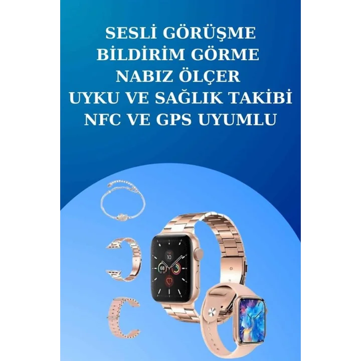 Mey İthalat® 3 Kordonlu Dokunmatik Ekran Akıllı Saat ve 2.Nesil Kablosuz Bluetooth Kulaklık ANC/ENC