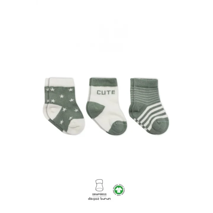 Mey İthalat®   3Lü Penye Cute Stars Soket Çorap BS10115 Nil