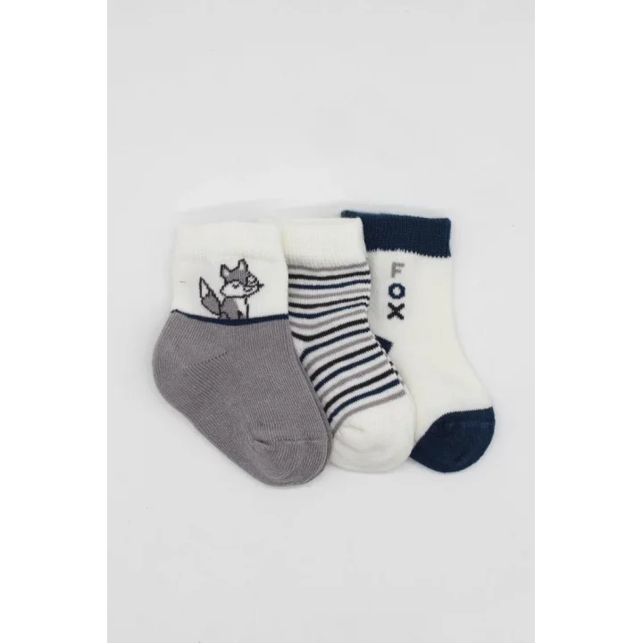 Mey İthalat®   3Lü Penye Soket Çorap 10109 Gri