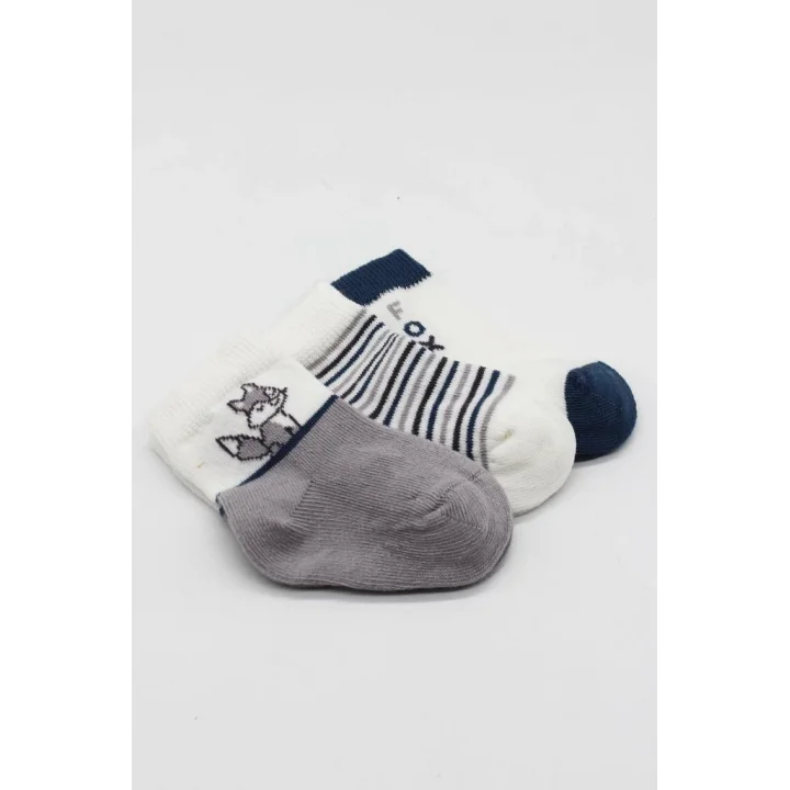 Mey İthalat®   3Lü Penye Soket Çorap 10109 Gri