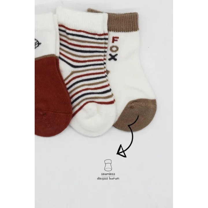 Mey İthalat®   3Lü Penye Soket Çorap 10109 Kiremit