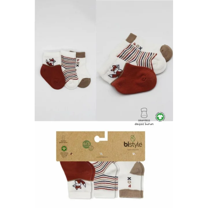Mey İthalat®   3Lü Penye Soket Çorap 10109 Kiremit