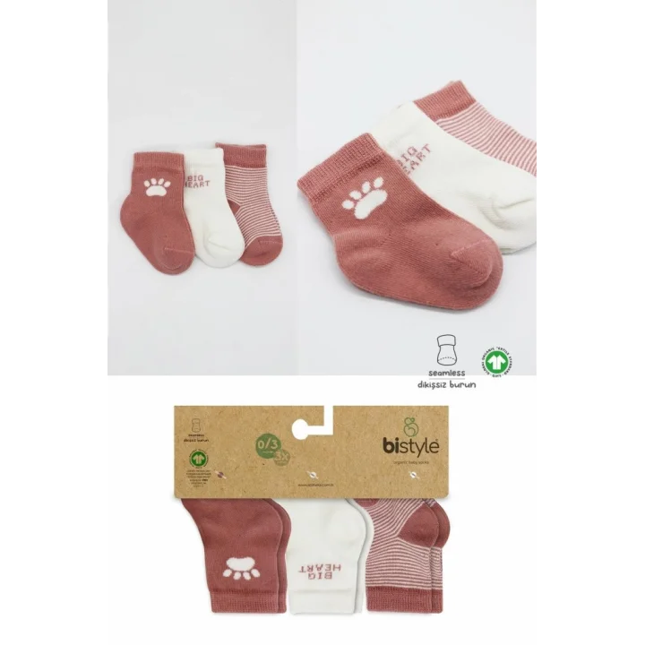 Mey İthalat®   3Lü Penye Soket Çorap BS10110 Pudra