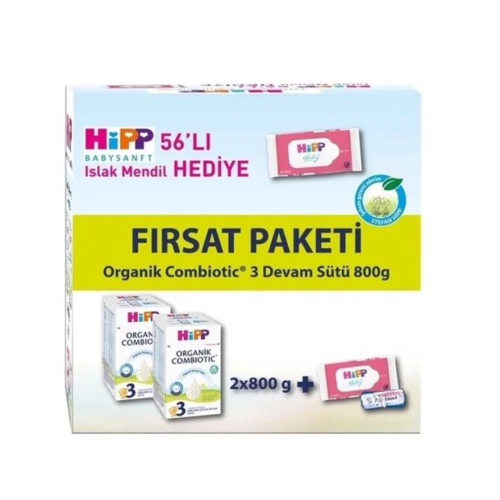 Mey İthalat®   3 Organik Combiotic Bebek Sütü 800 Gr X2 Islak Mendil Hediyeli