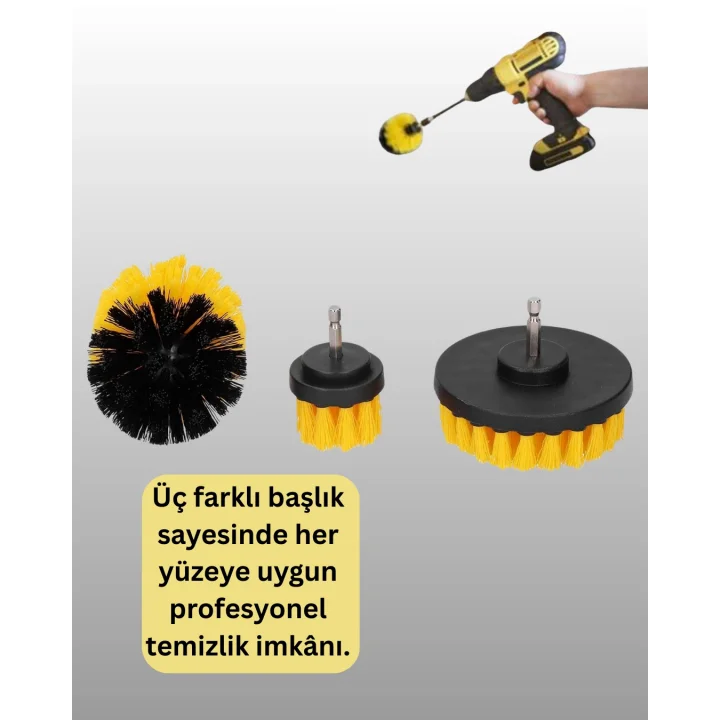 Mey İthalat® 3 Parça Matkap Ucu Temizlik Fırçası Dayanıklı Naylon Kıllı