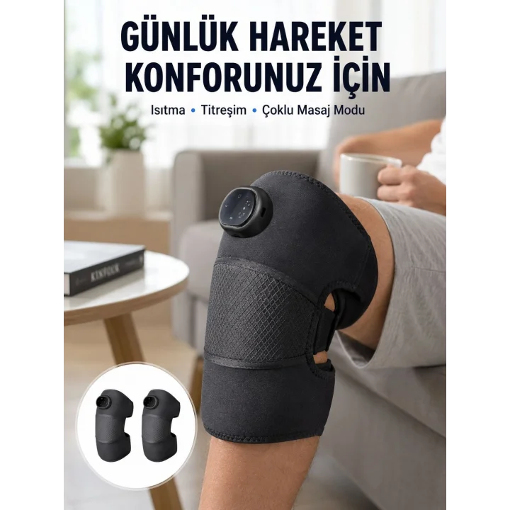 Mey İthalat® 3 Seviyeli Titreşimli Isıtmalı Diz Bakım Masaj Cihazı Yeni Nesil