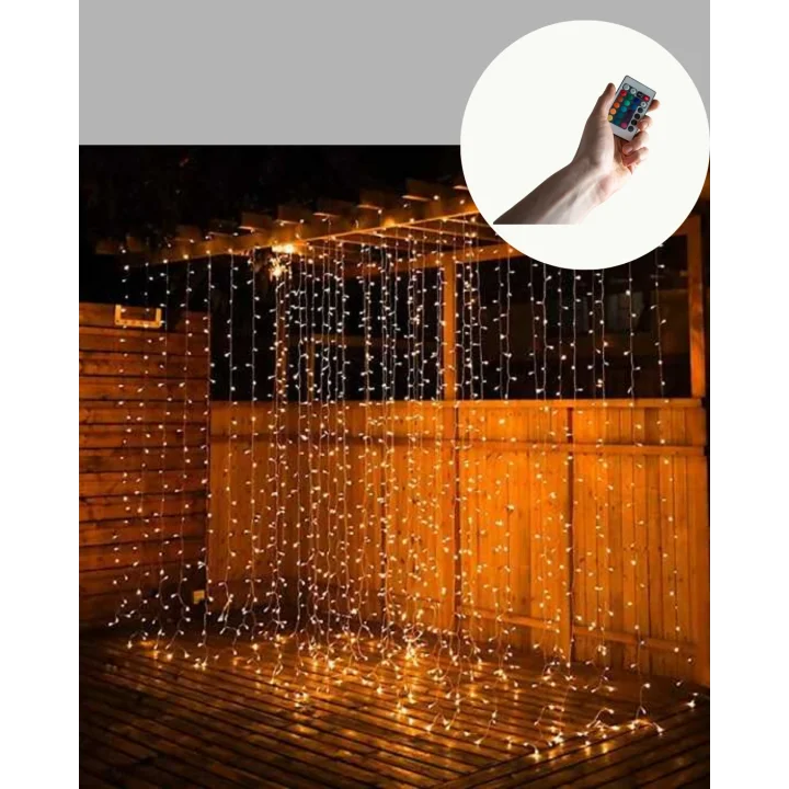Mey İthalat® 300 LED Perde Işık – Sıcak Beyaz Dekoratif Aydınlatma Yeni Nesil