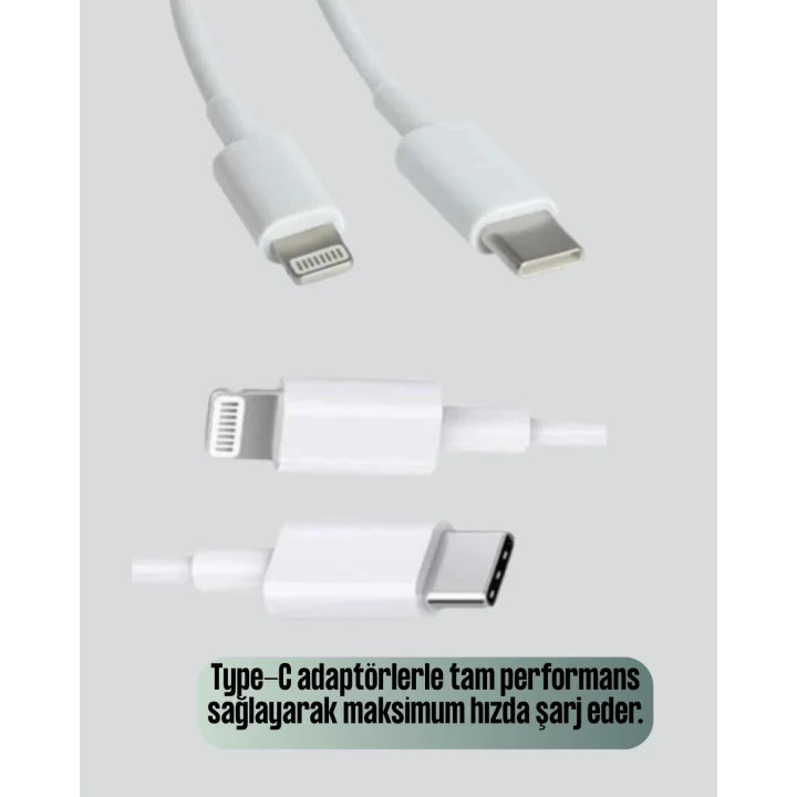 Mey İthalat® 30W Type-C Lightning Hızlı Şarj Kablosu 1.2m iPhone Uyumlu