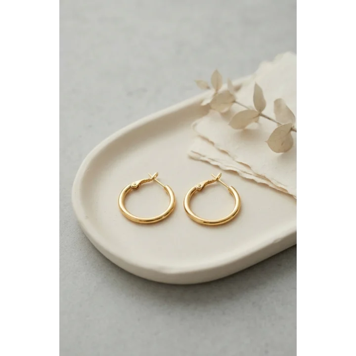Mey İthalat® 316L Çelik Gold Renk 22 mm Halka Küpe