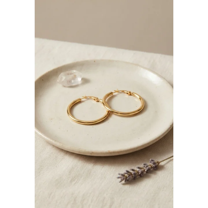 Mey İthalat® 316L Çelik Gold Renk 28 mm Halka Küpe