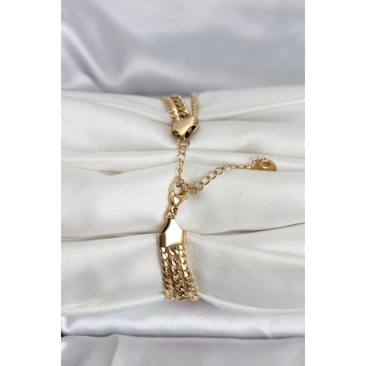 Mey İthalat® 316L Çelik Gold Renk 3lü Kadın Bileklik