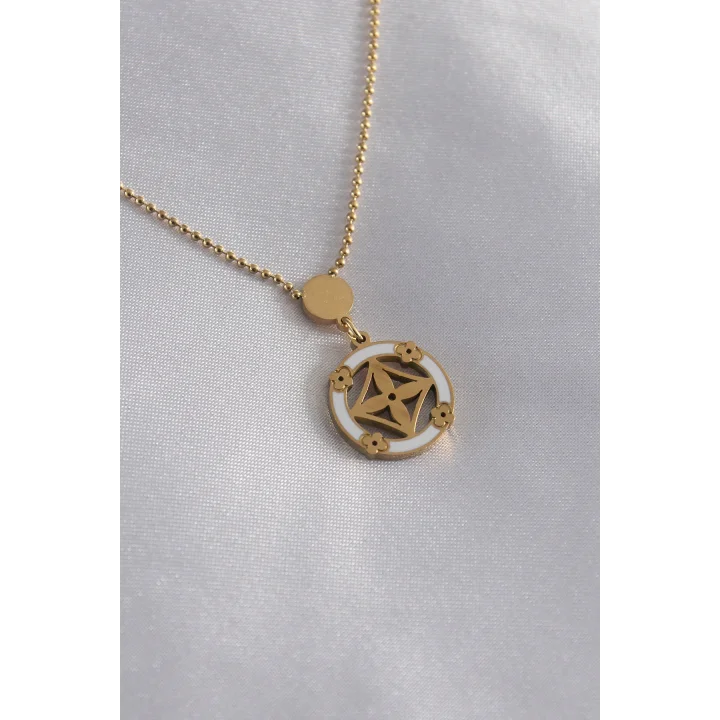 Mey İthalat® 316L Çelik Gold Renk Çiçek Figür Kadın Kolye