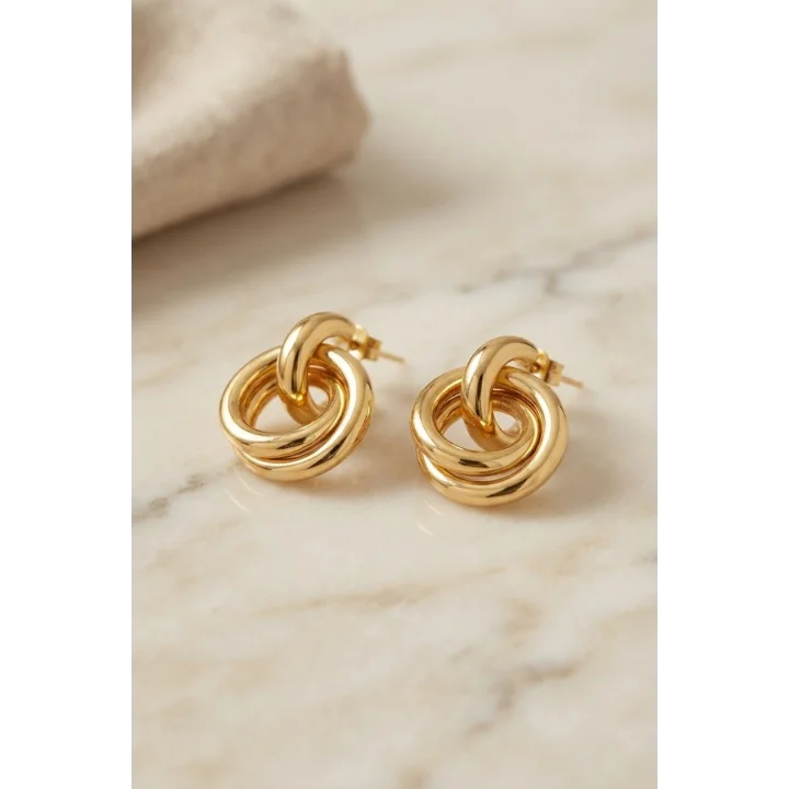 Mey İthalat® 316L Çelik Gold Renk Halka Model Küpe