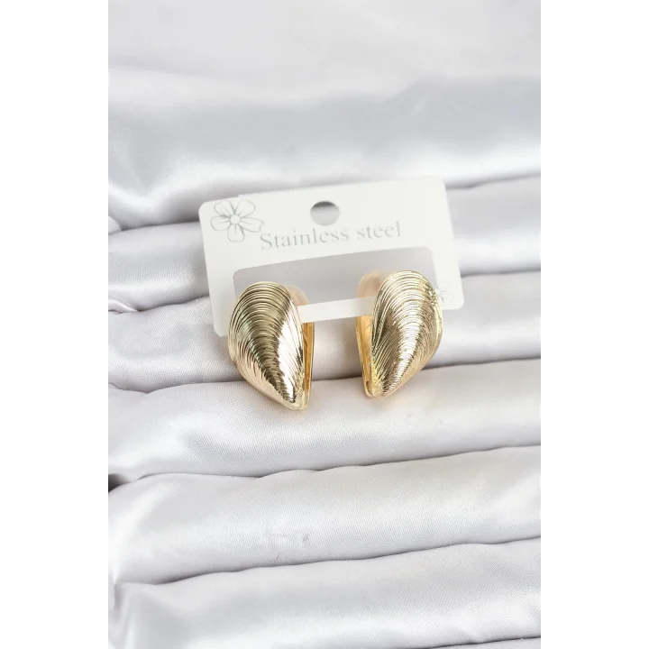 Mey İthalat® 316L Çelik Gold Renk Midye Model Kadın Küpe
