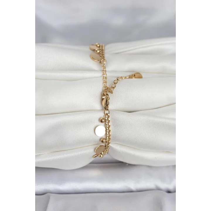 Mey İthalat® 316L Çelik Gold Renk Pullu Model Kadın Bileklik