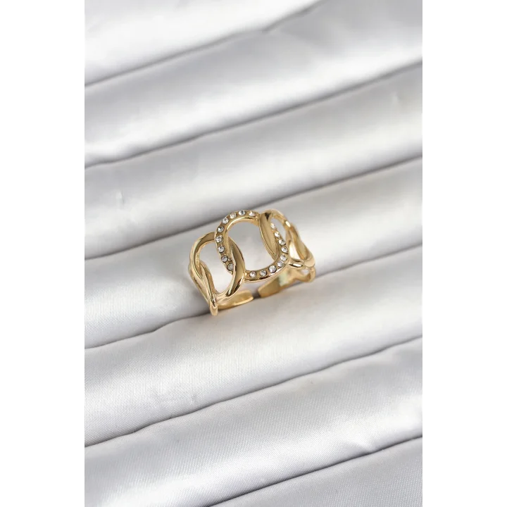 Mey İthalat® 316L Çelik Gold Renk Samanyolu Model Kadın Yüzük
