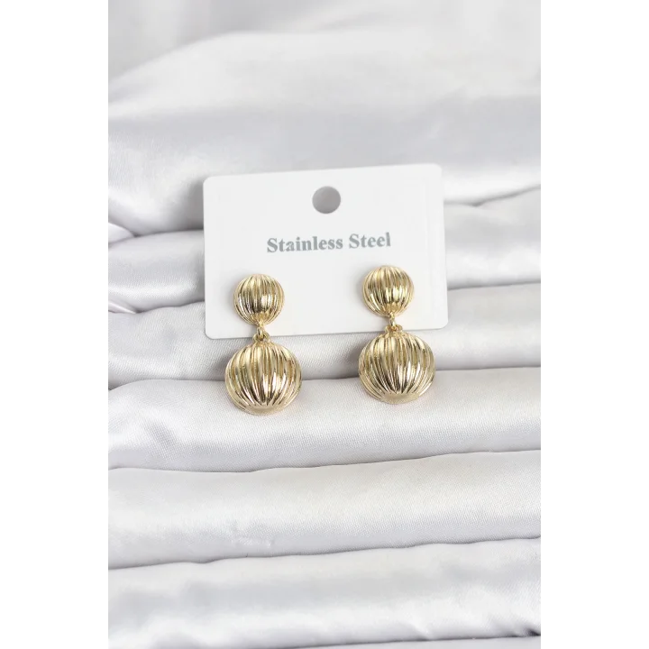 Mey İthalat® 316L Çelik Gold Renk Vintage Model Kadın Küpe