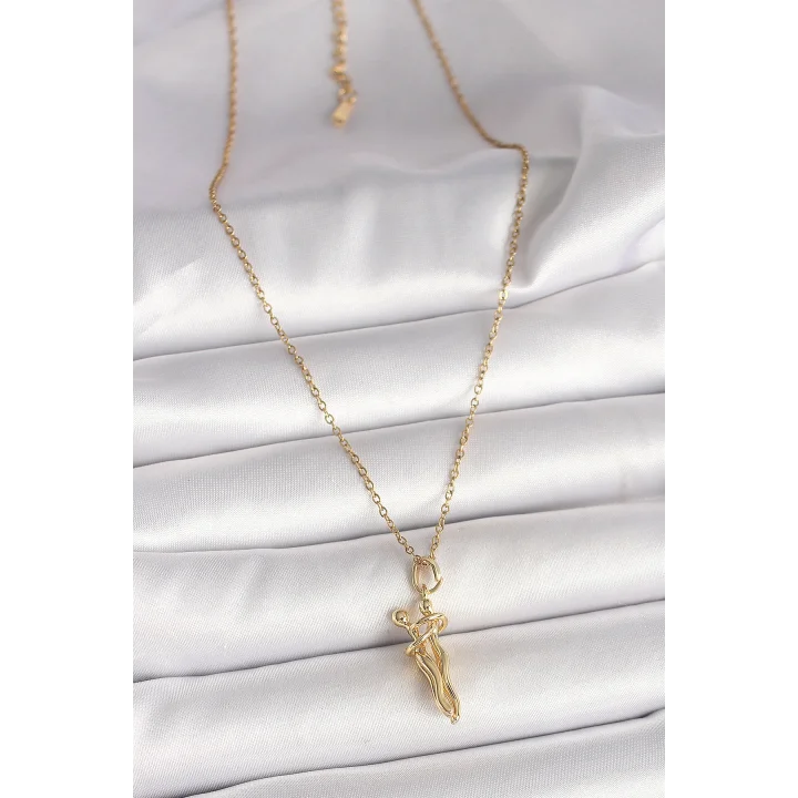 Mey İthalat® 316L Çelik Gold Renk Zincir Sarılma Model Kadın Kolye