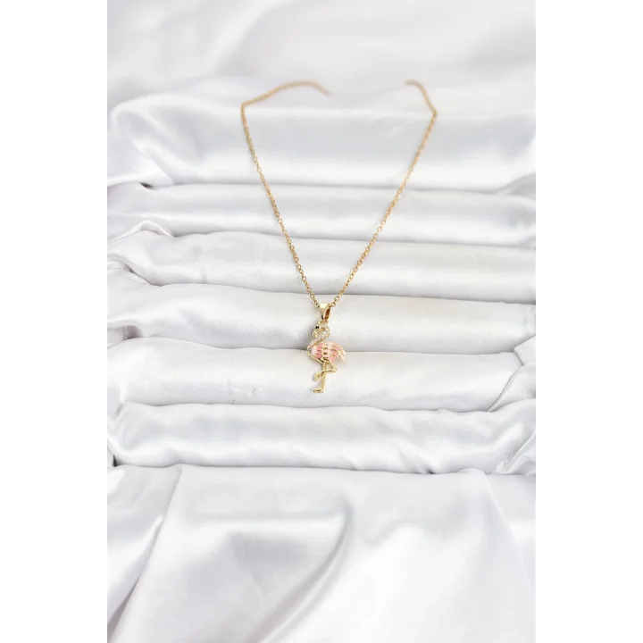 Mey İthalat® 316L Çelik Zincir Gold Renk Flamingo Model Kadın Kolye