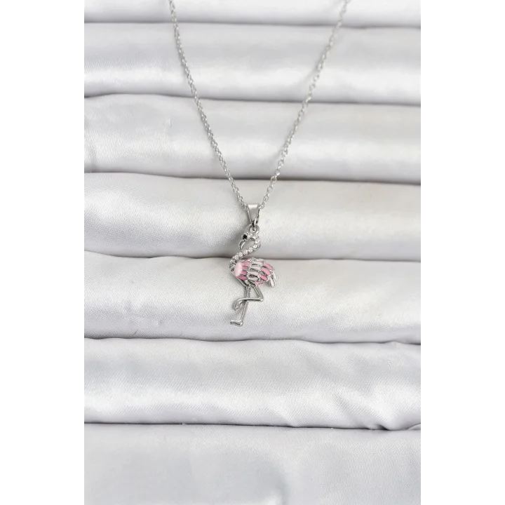 Mey İthalat® 316L Çelik Zincir Gümüş Renk Flamingo Model Kadın Kolye