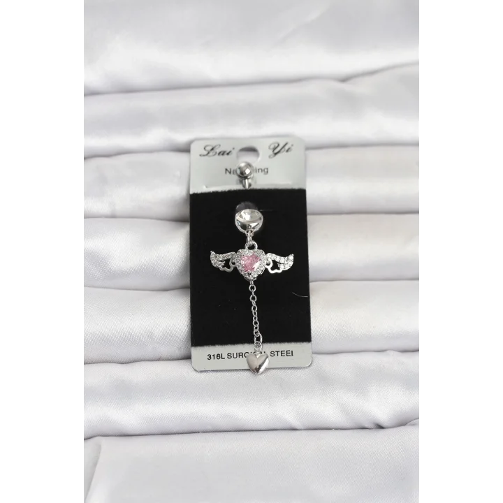 Mey İthalat® 316L Cerrahi Çelik Kanatlı Kalp Model Göbek Piercing