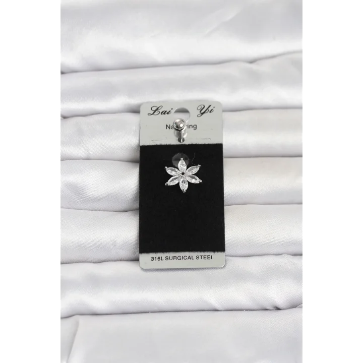 Mey İthalat® 316L Cerrahi Çelik Lotus Model Göbek Piercing