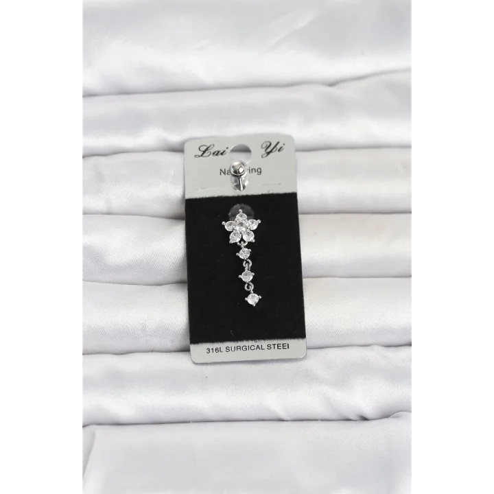 Mey İthalat® 316L Cerrahi Çelik Sallantılı Çiçek Model Göbek Piercing