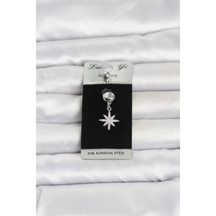 Mey İthalat® 316L Cerrahi Çelik Sallantılı Kutup Yıldızı Model Göbek Piercing