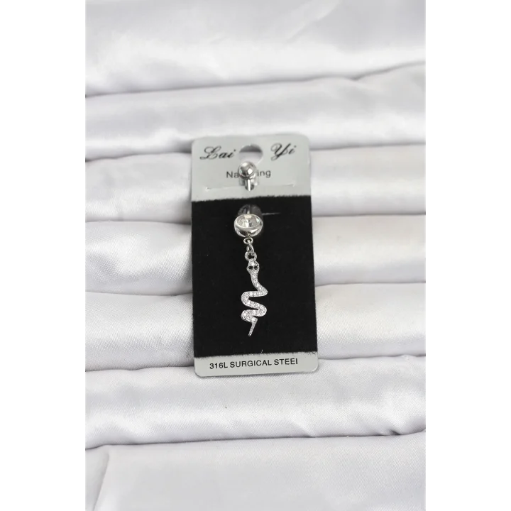 Mey İthalat® 316L Cerrahi Çelik Sallantılı Yılan Model Göbek Piercing