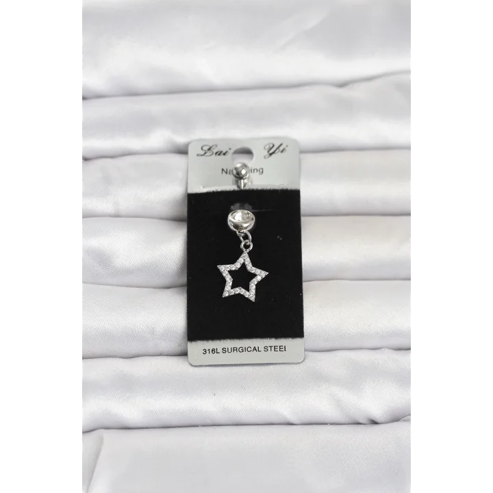 Mey İthalat® 316L Cerrahi Çelik Sallantılı Yıldız Model Göbek Piercing