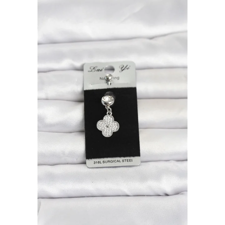 Mey İthalat® 316L Cerrahi Çelik Sallantılı Yonca Model Göbek Piercing