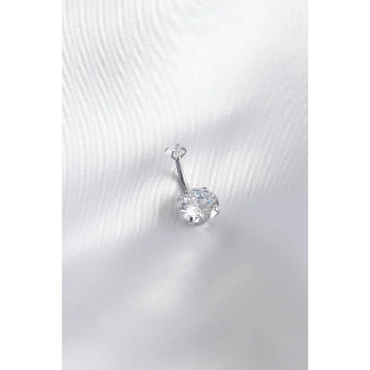 Mey İthalat® 316L Cerrahi Çelik Zirkon Taşlı Kadın Göbek Piercing