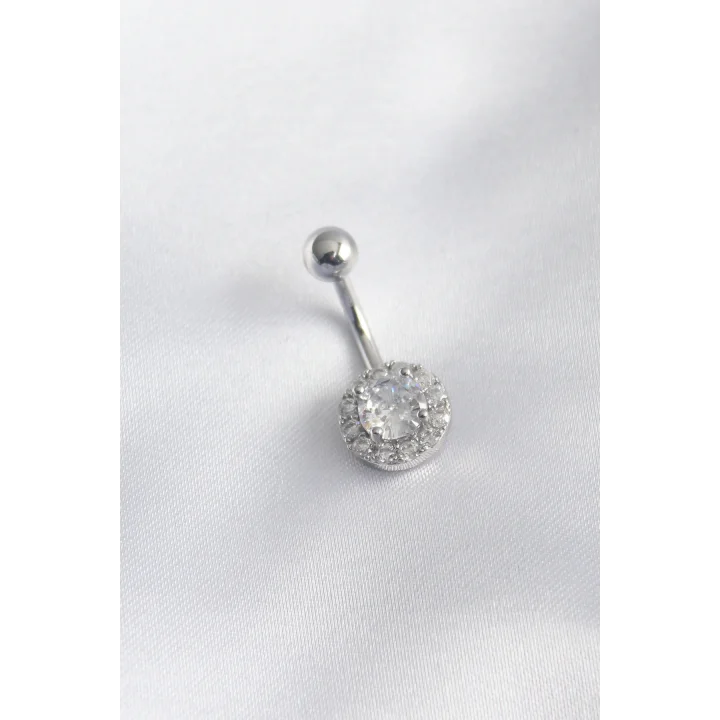 Mey İthalat® 316L Cerrahi Çelik Zirkon Taşlı Kadın Göbek Piercing