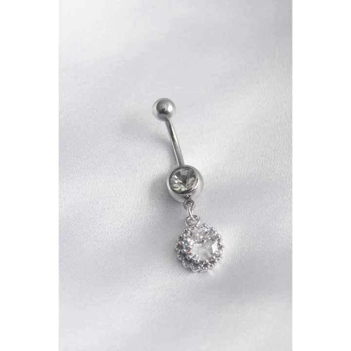 Mey İthalat® 316L Cerrahi Çelik Zirkon Taşlı Sallantı Model Kadın Piercing