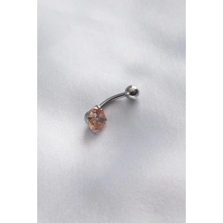 Mey İthalat® 316L Cerrahi Çelik Zirkon Taşlı Toplu Göbek Piercing