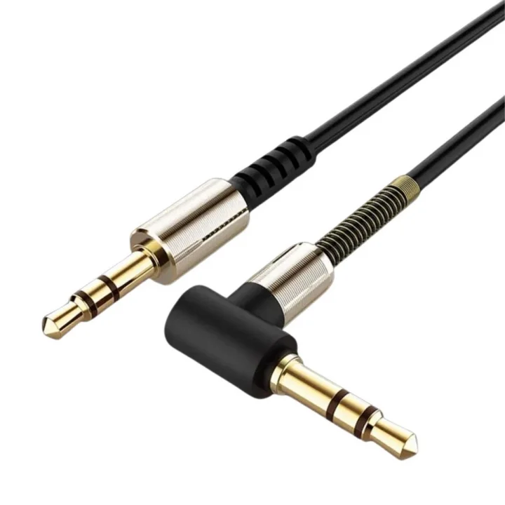 Mey İthalat®   3.5mm AUX Kablosu Jak Erkek Erkek L Tipi 1 Metre Ses Aktarım Kablosu