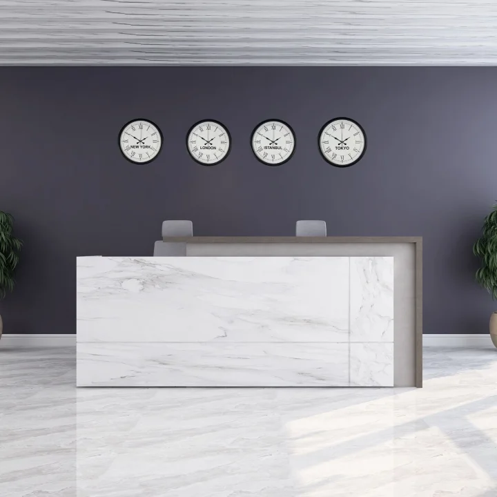 Mey İthalat® 36 cm 4’lü Dünya Saatleri Siyah Roma Rakamlı